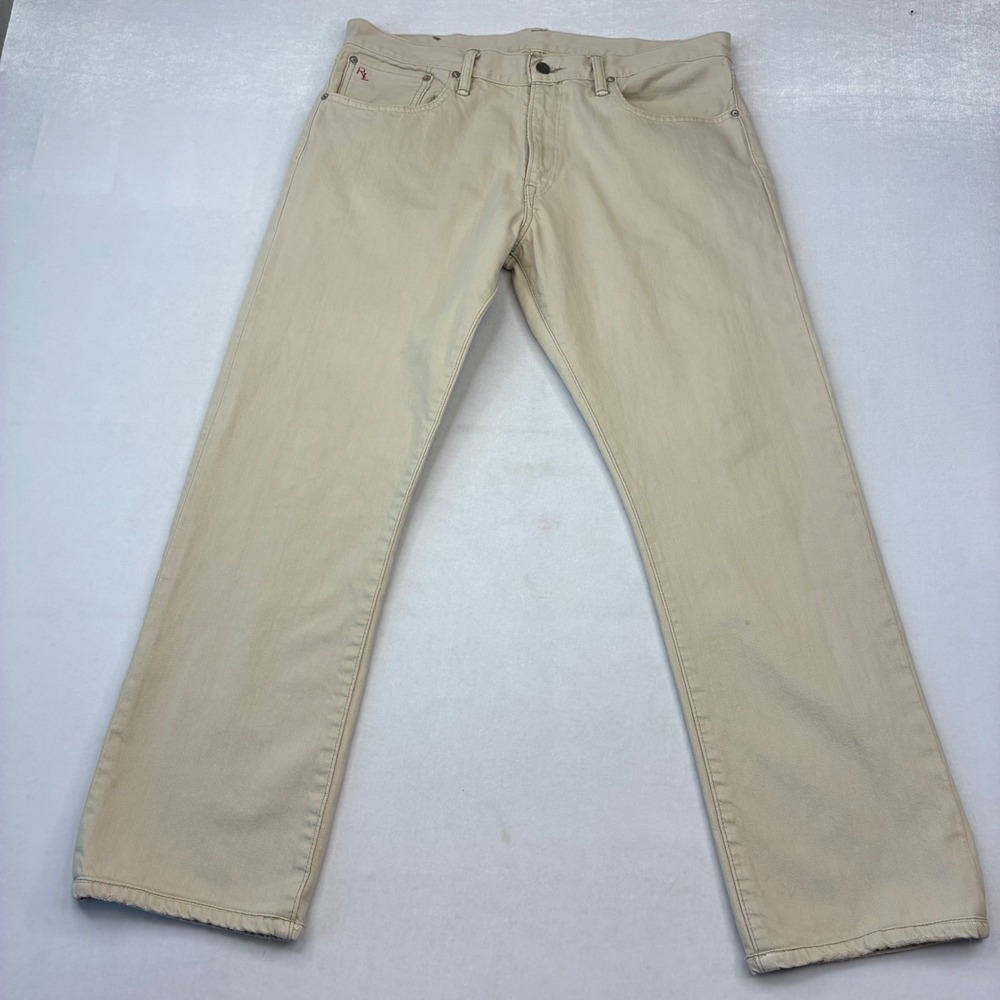 Polo Ralph Lauren Classic Fit Jeans Mens 35x29 Tan Khaki Cotton Denim Straight - Picture 4 of 12